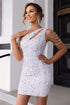 Contrast Sequin One-Shoulder Mini Dress – Sleek Party Style - Fashorio