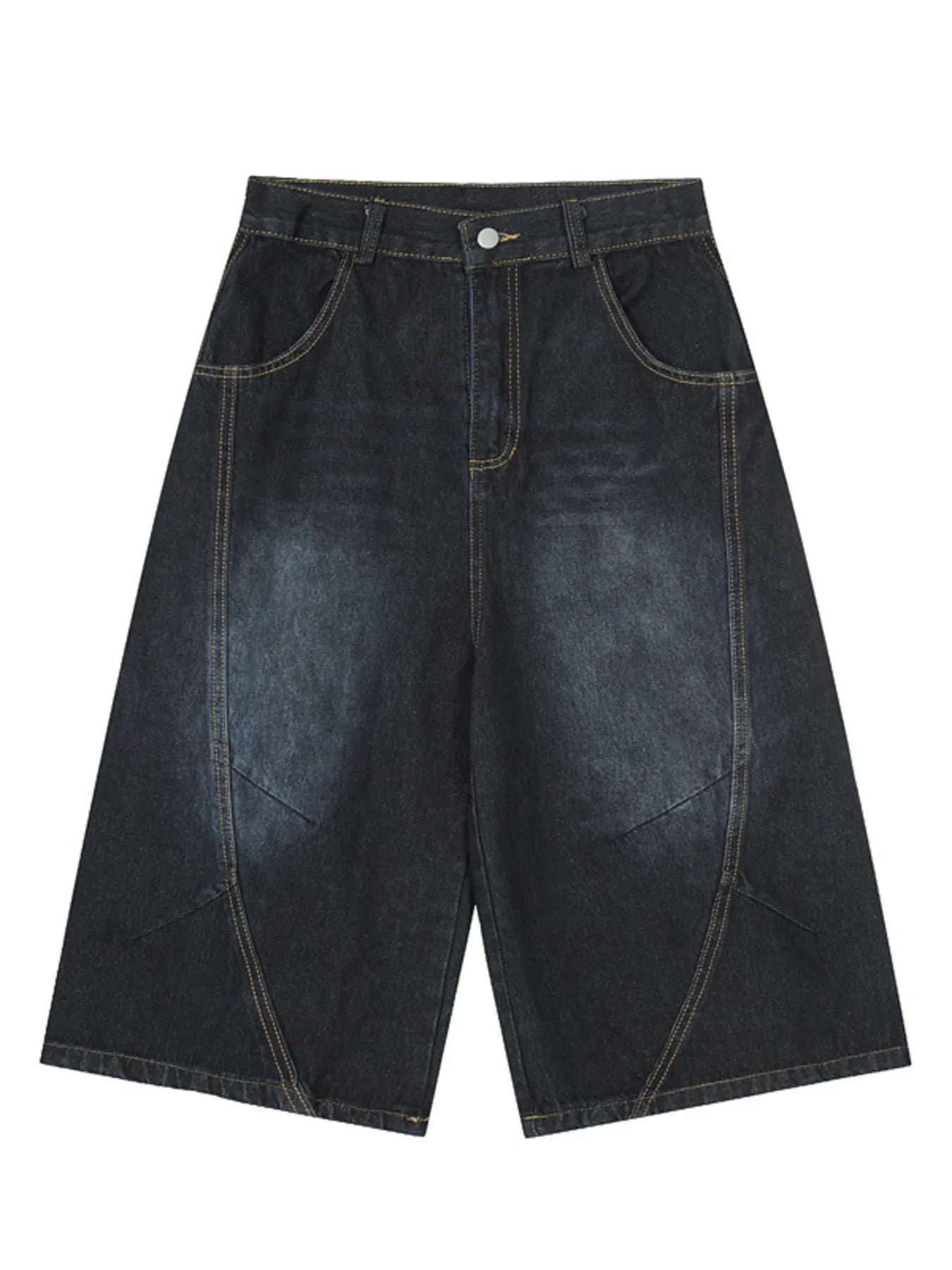Men's Wide Leg Denim Shorts Navy - Fashorio