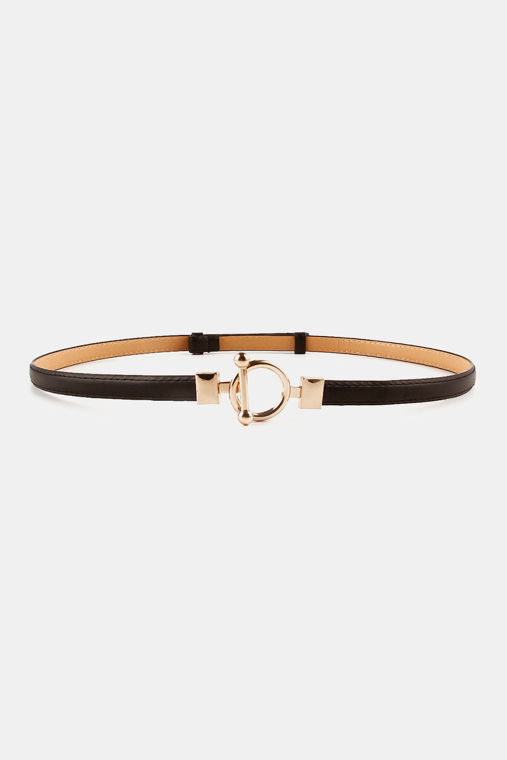 Toggle Buckle Skinny PU Belt Black One Size - Fashorio