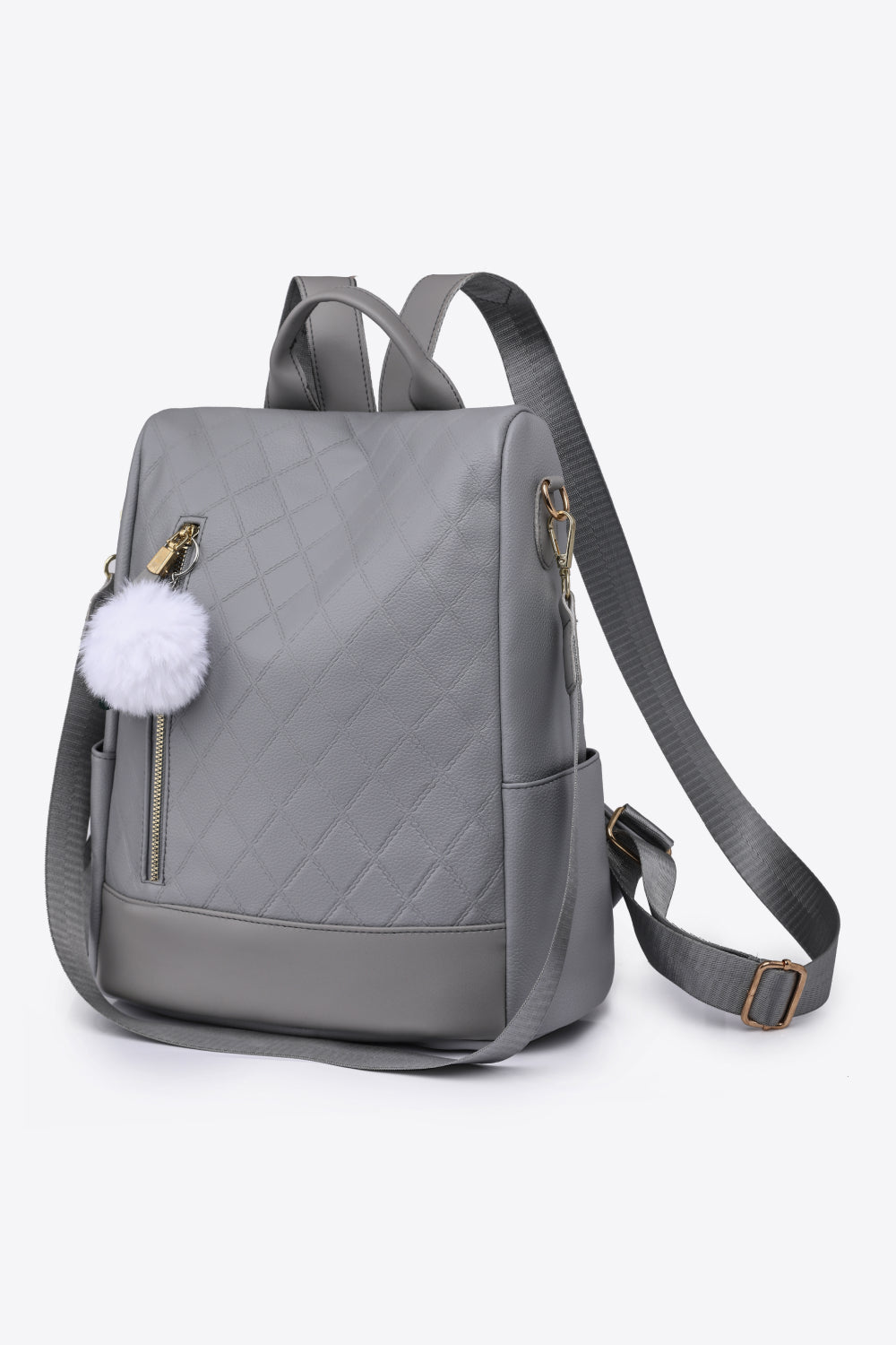 Pum-Pum Zipper Backpack Dark Gray One Size - Fashorio