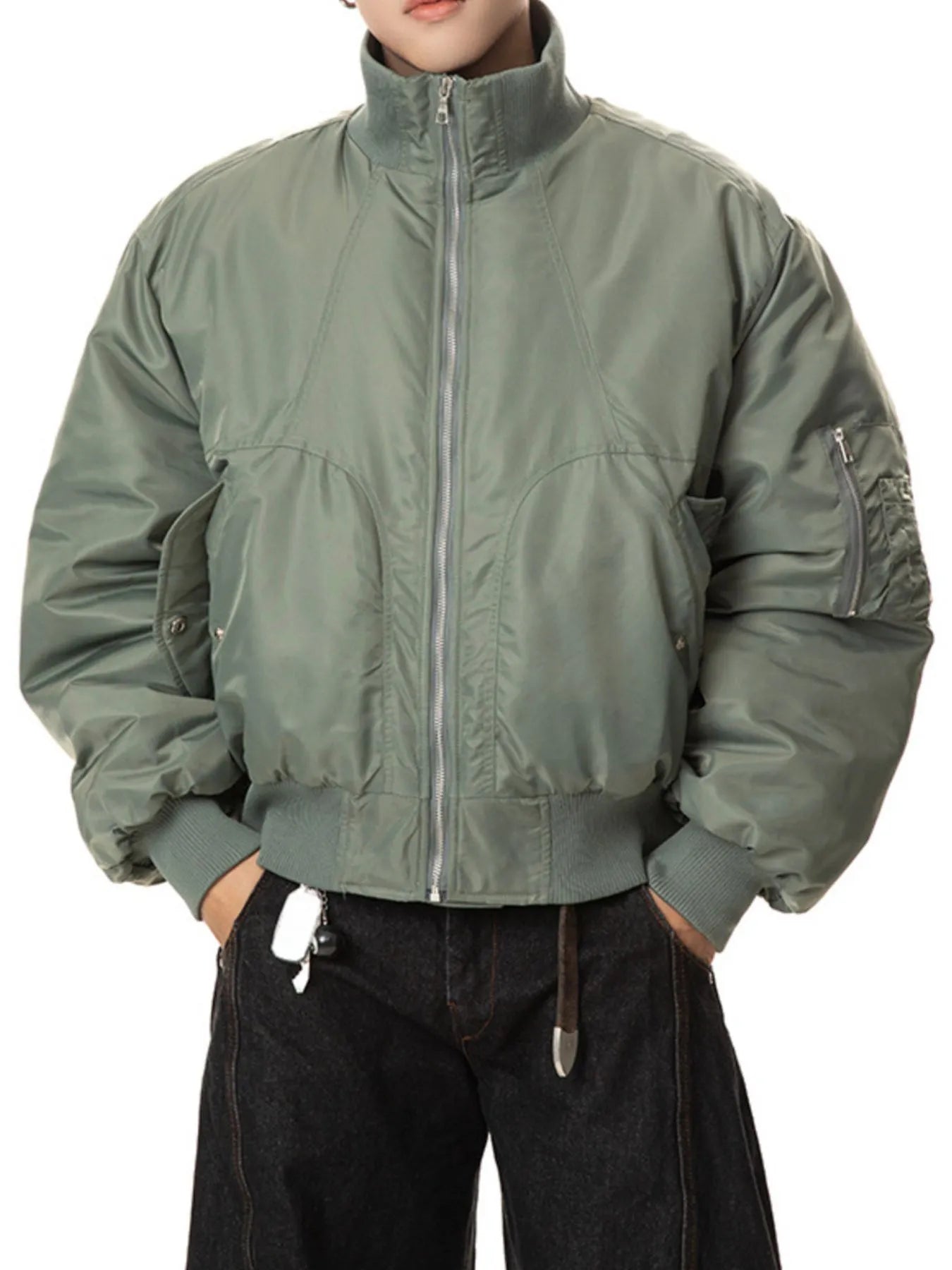 Men's Zip Up Long Sleeve Bomber Jacket - Fashorio