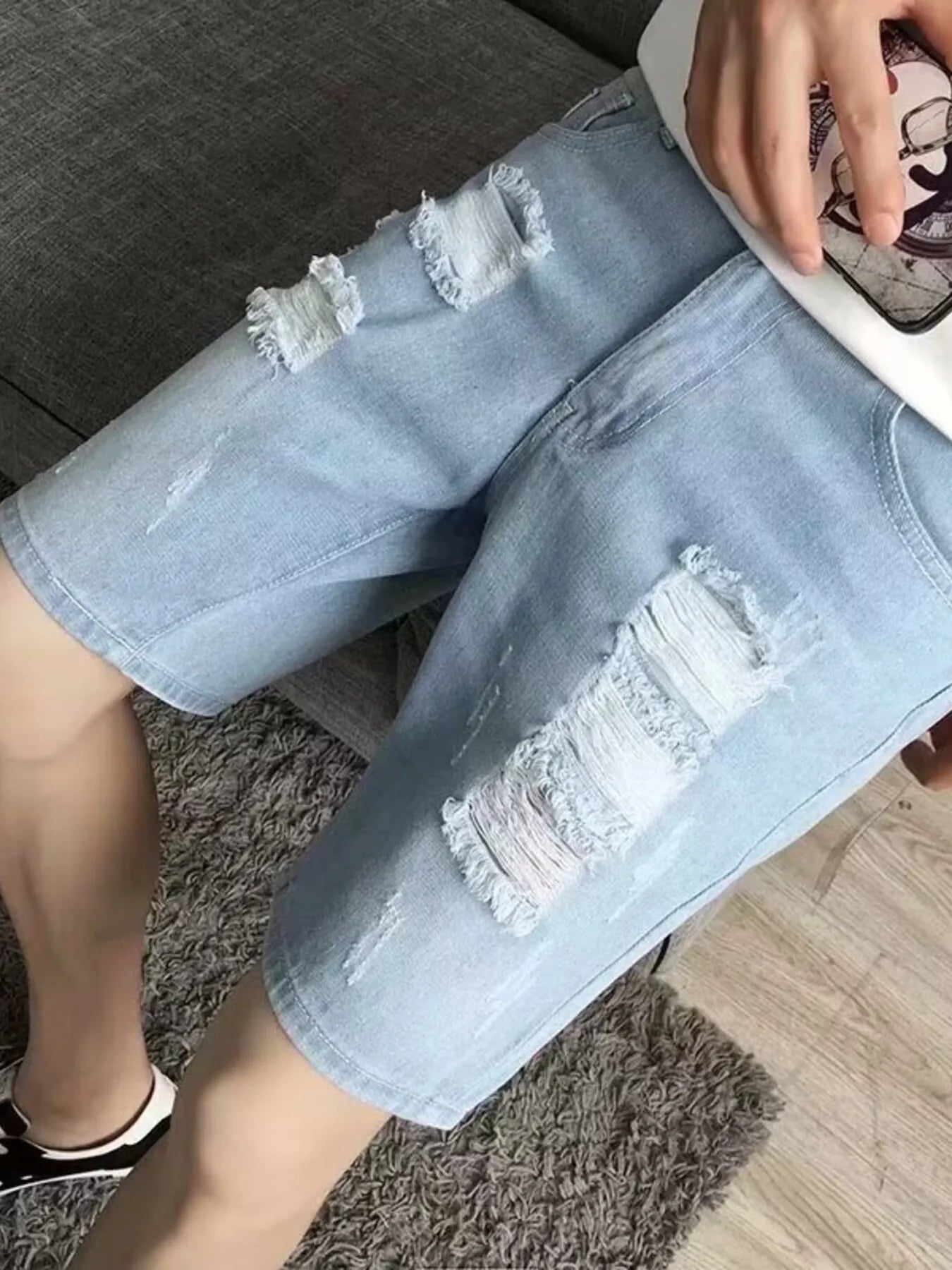 Men's Distressed Wash Denim Shorts - Fashorio