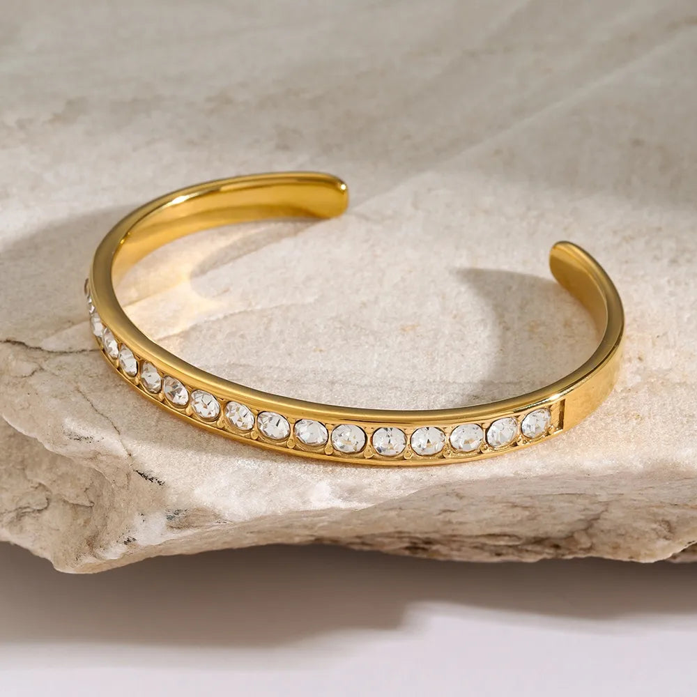 Stainless Steel Inlaid Zircon Bracelet - Fashorio