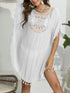 Tassel Crochet Round Neck Cover-Up White One Size - Fashorio