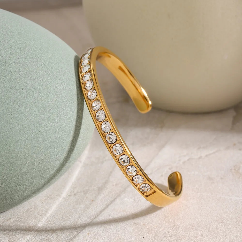 Stainless Steel Inlaid Zircon Bracelet - Fashorio