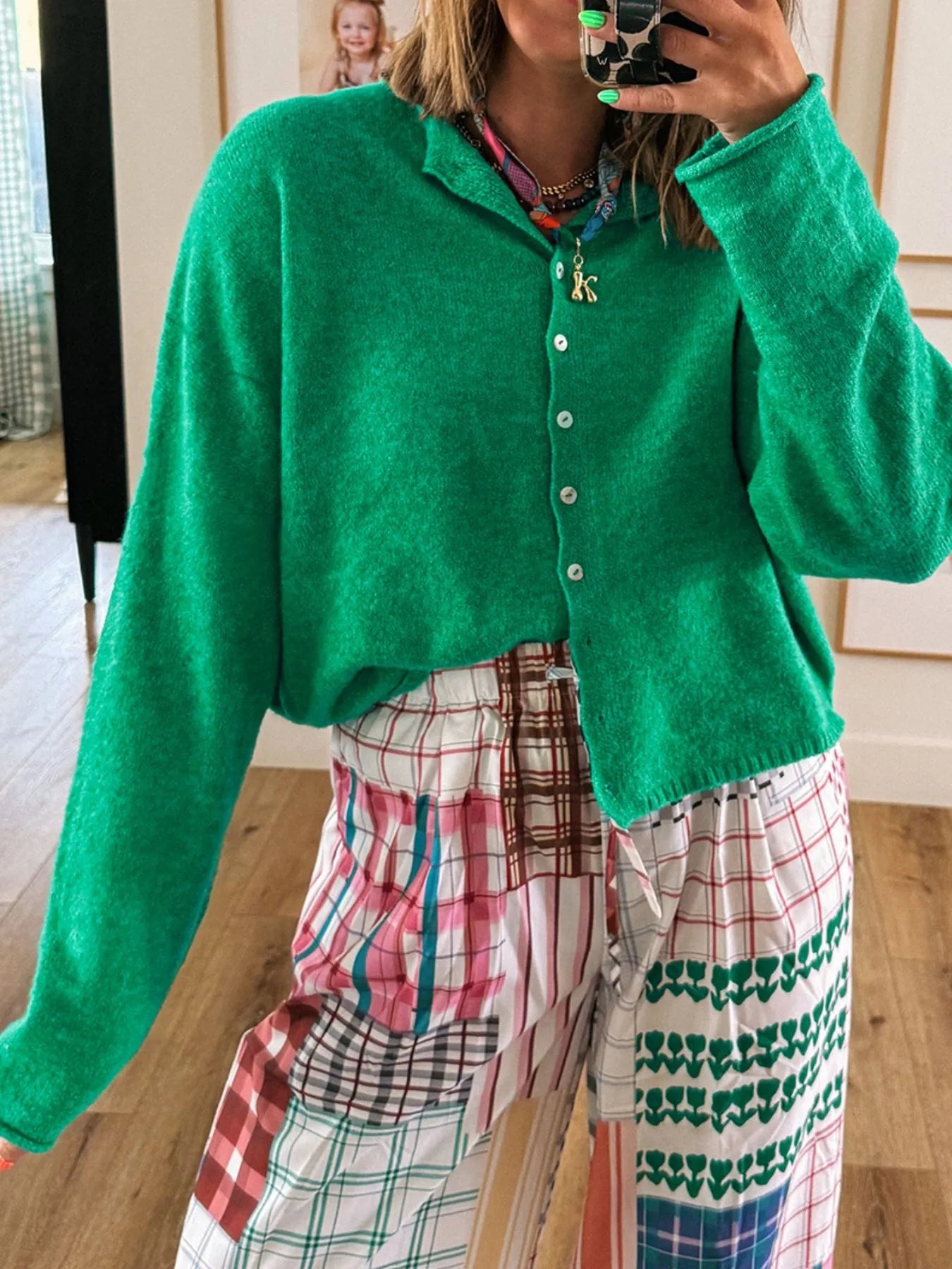 Button-Up Long Sleeve Knit Cardigan - Fashorio