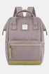 Himawari Contrast Waterproof Canvas Backpack Bag with Side Pockets Gray One Size - Fashorio