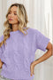 BiBi Cable Knit Textured Sweater Top LAVENDER - Fashorio