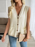 Button Up V-Neck Sweater Vest Off-white - Fashorio
