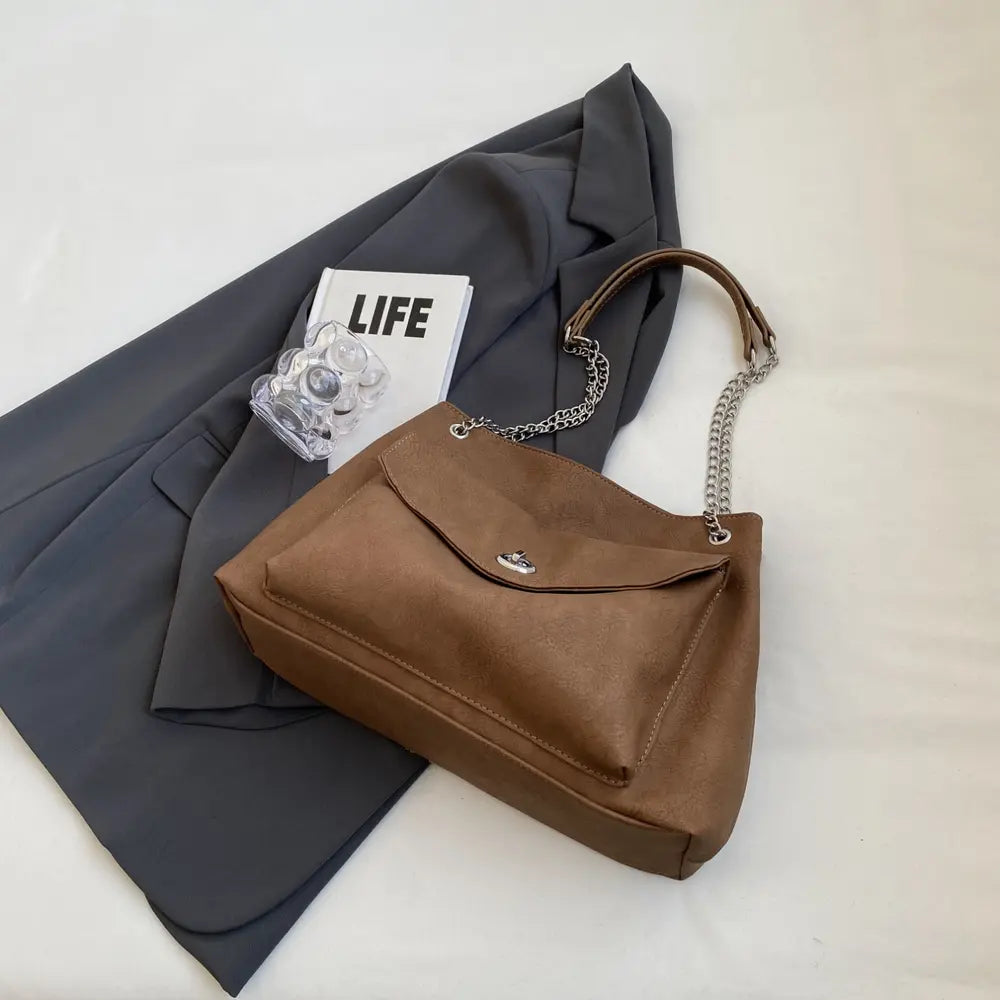 PU Leather Shoulder Bag - Fashorio