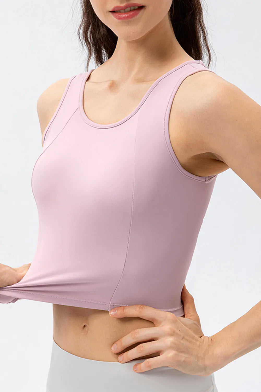 Round Neck Wide Strap Active Tank - Fashorio
