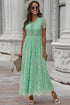Scalloped Trim Lace Plunge Dress Mid Green - Fashorio