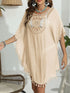 Tassel Crochet Round Neck Cover-Up Tan One Size - Fashorio
