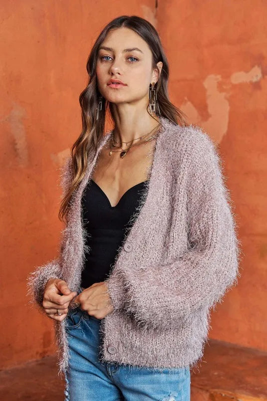 ADORA Fuzzy Sweater Cardigan - Fashorio