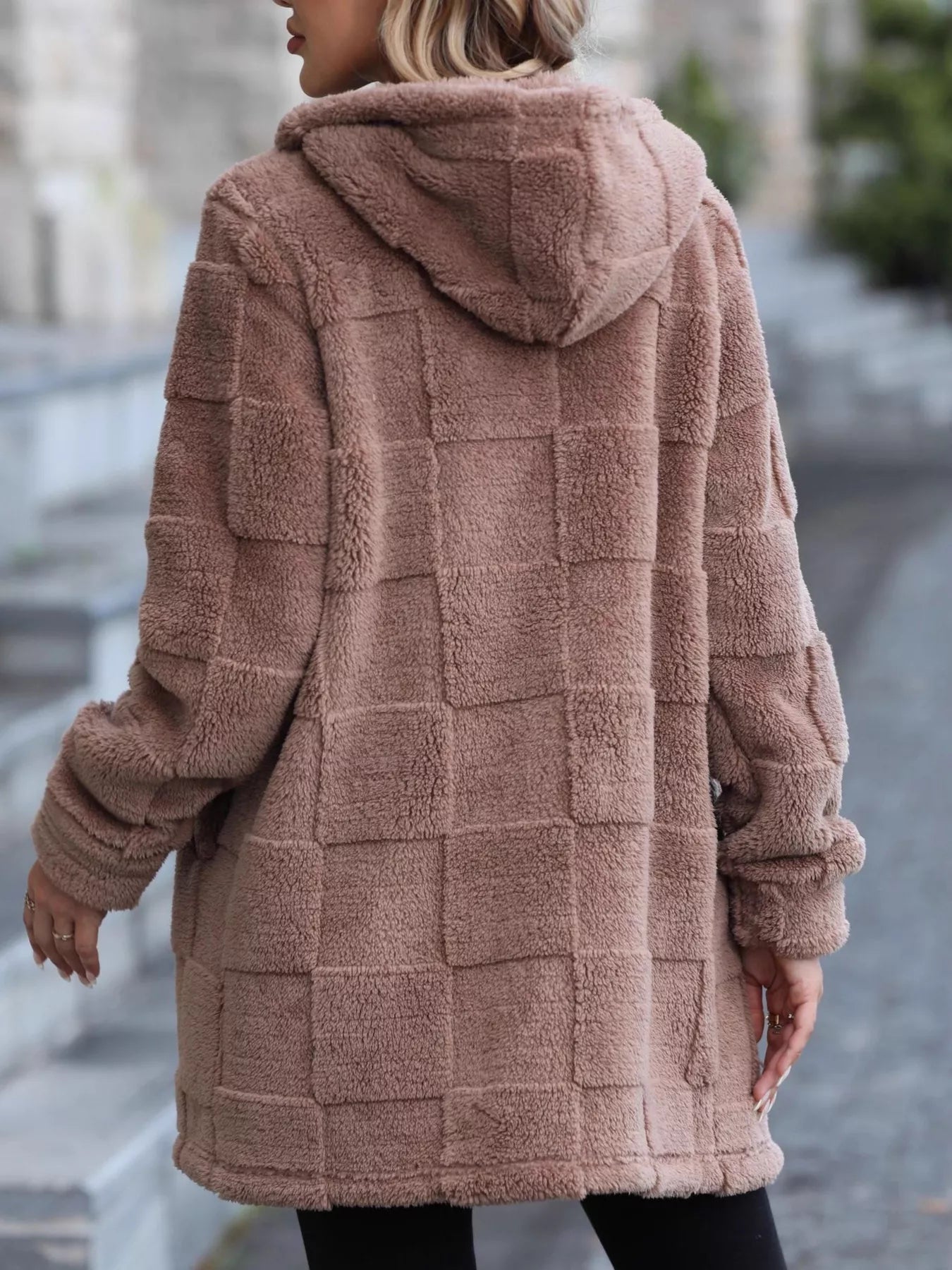 Fleece Zip Up Hooded Outerwear - Fashorio