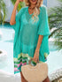 Crochet V-Neck Cover-Up Dress - Fashorio
