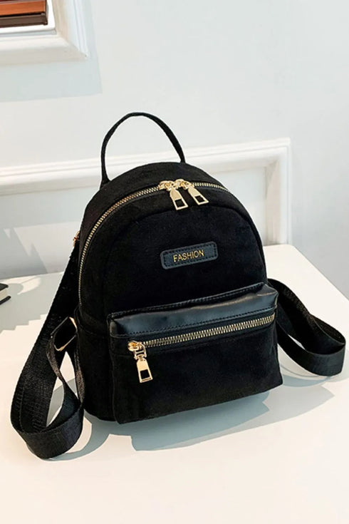 Suede Adjustable Strap Backpack Bag - Fashorio