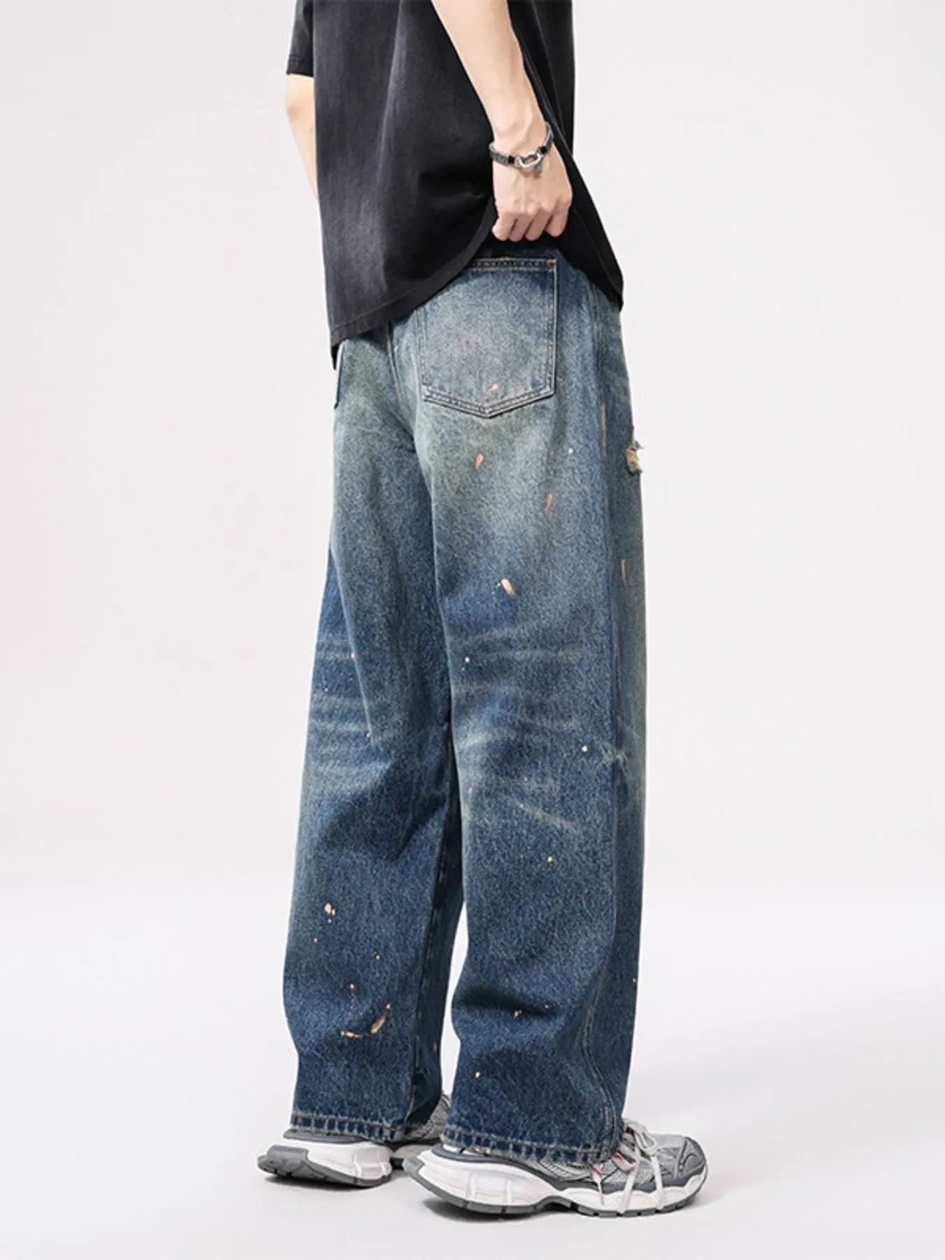 Men's Full Size Distressed Wide Leg Vintage Jeans Plus Size - Fashorio