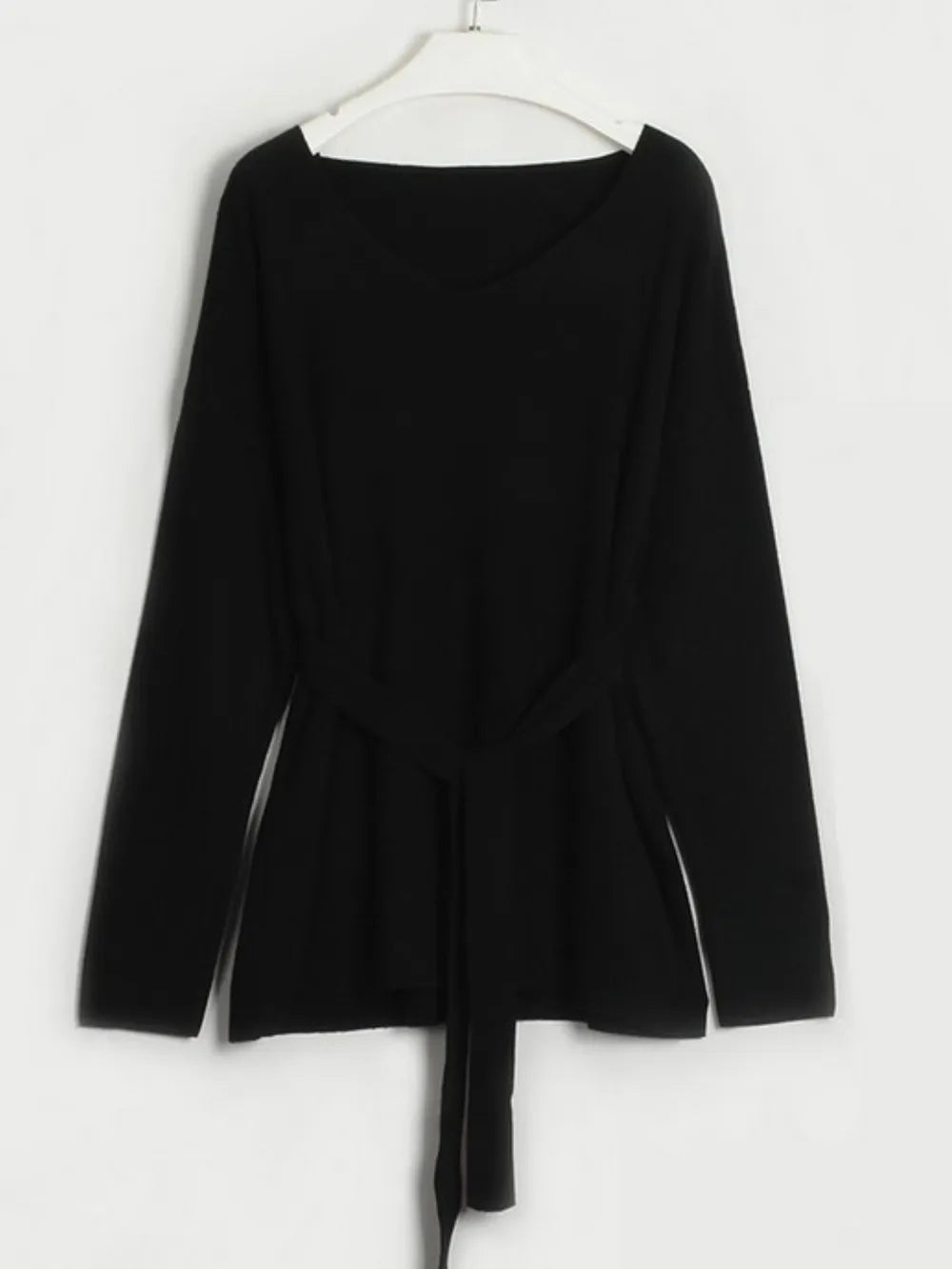 V-Neck Long Sleeve Top and Drawstring Pants Sweater Set - Fashorio