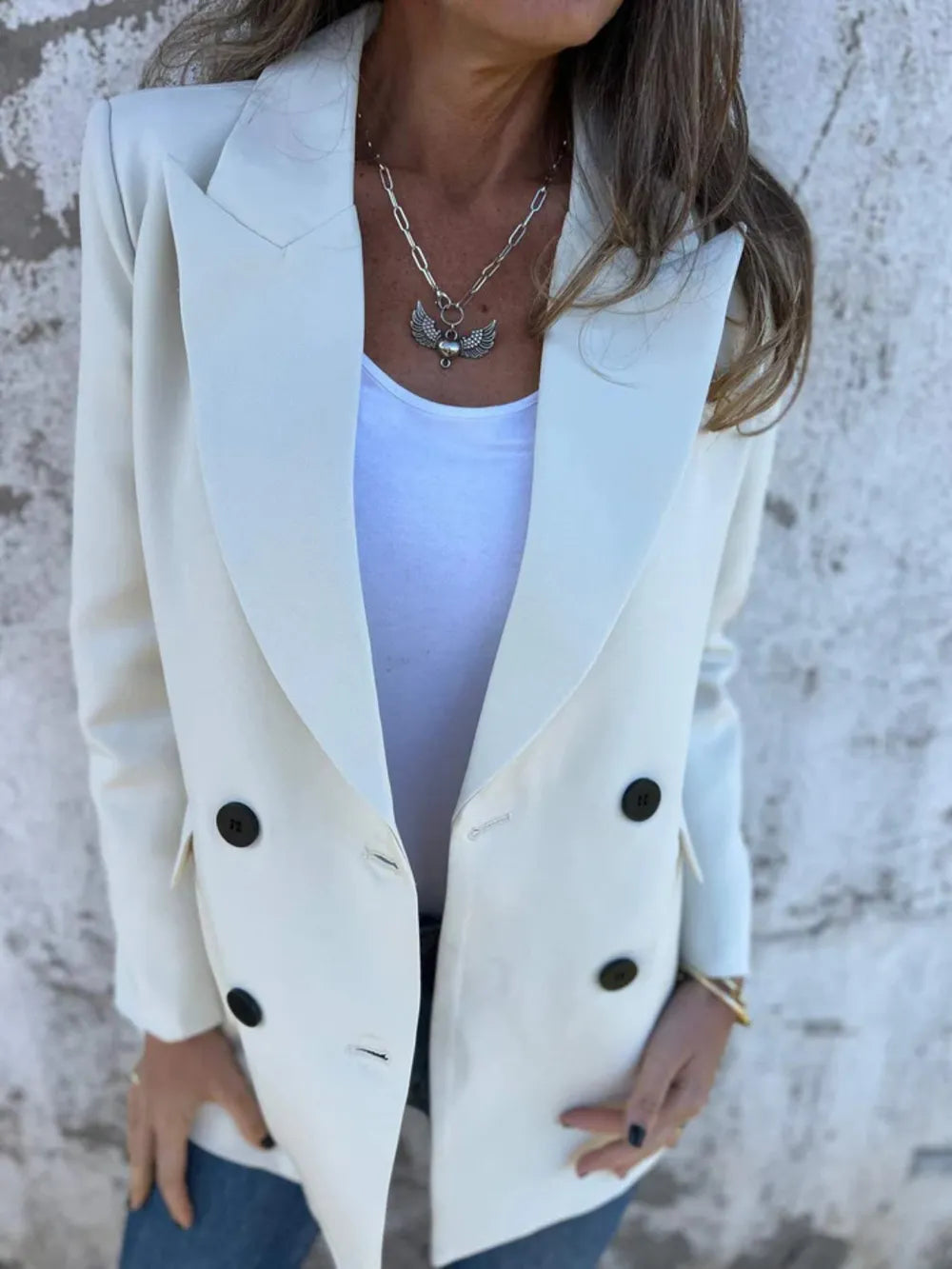 Full Size Collared Neck Long Sleeve Blazer - Fashorio