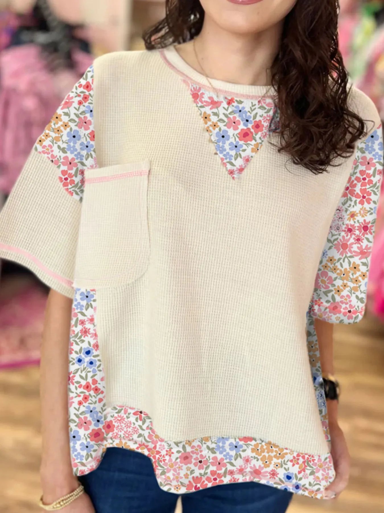 Floral Round Neck Relaxed Fit T-Shirt - Fashorio
