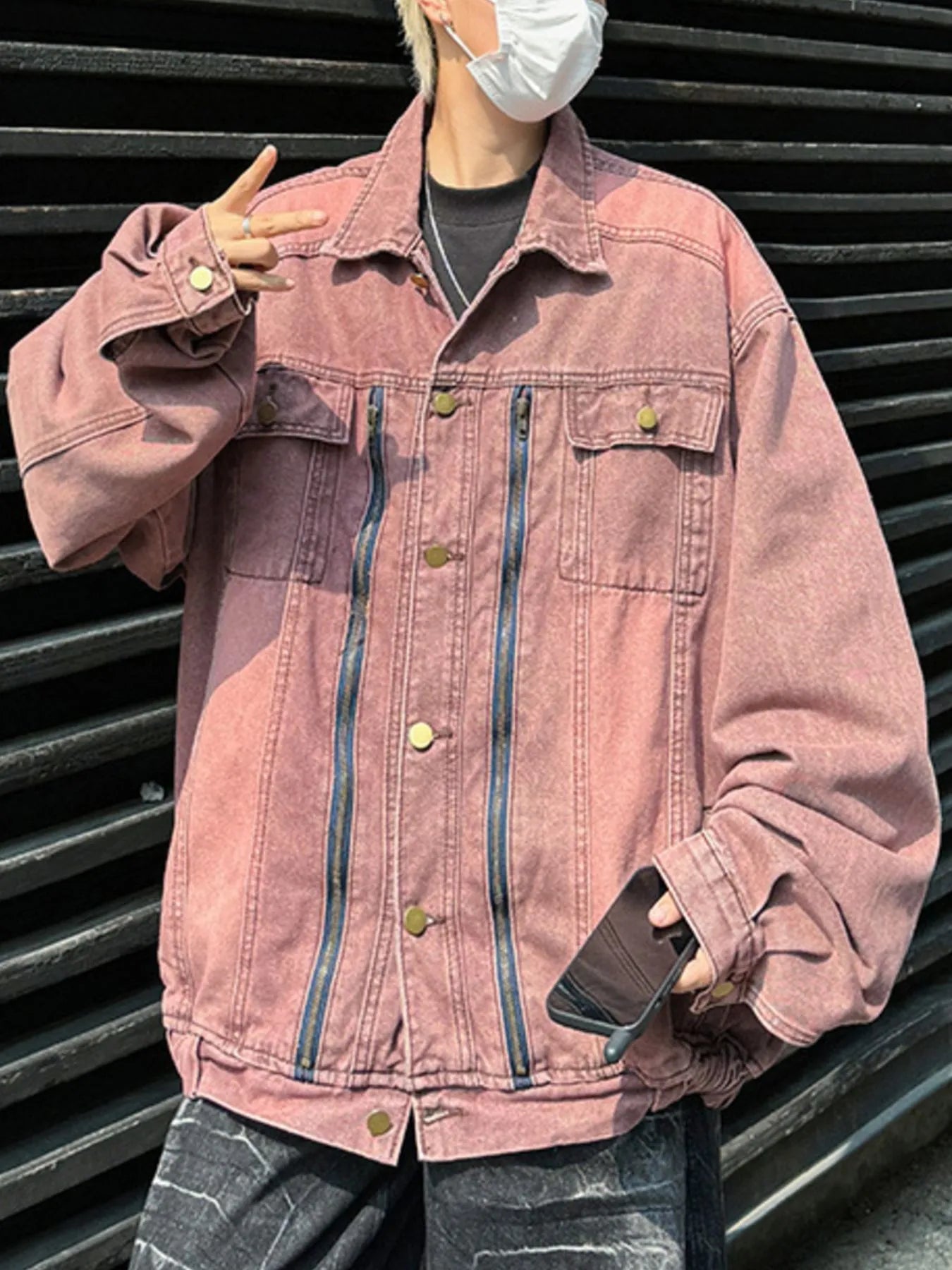 Men's Plus Size Button Up Long Sleeve Denim Jacket - Fashorio