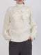 Bow Front Turtleneck Long Sleeve Sweater White - Fashorio