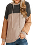 Drawstring Color Block Long Sleeve Hoodie - Fashorio