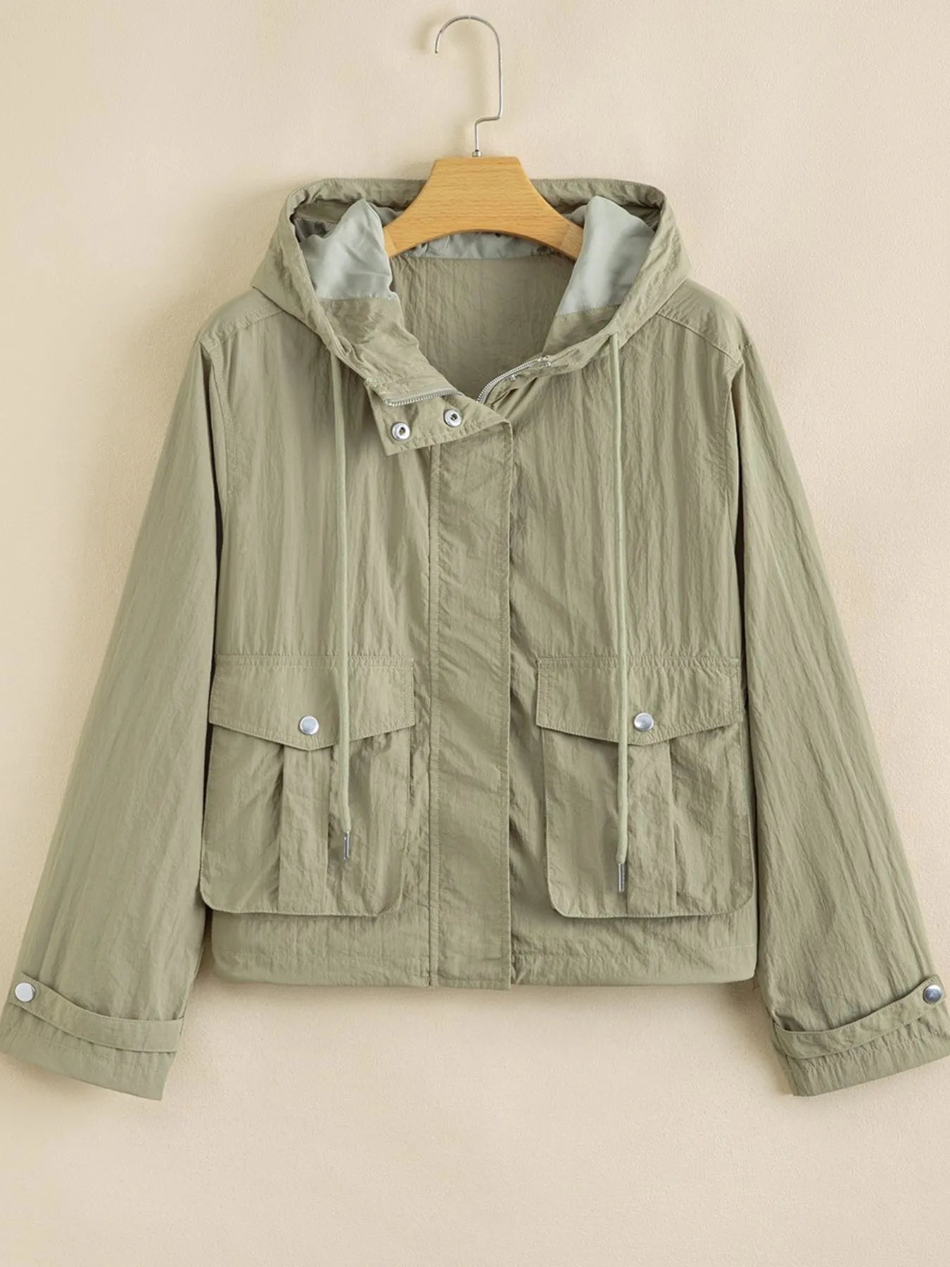 Zip Up Cropped Hooded Utility Jacket - Fashorio
