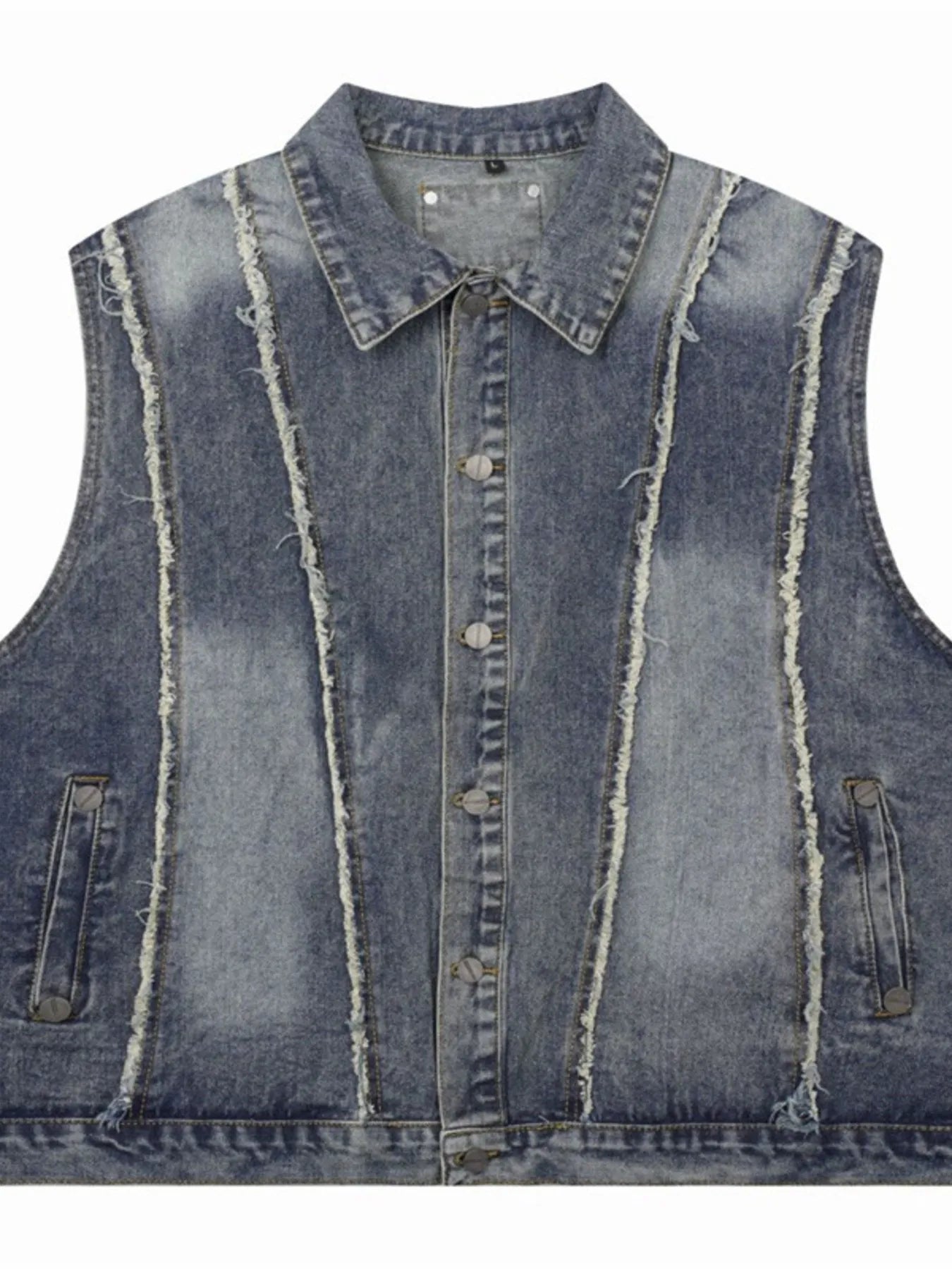 Men's Button Up Sleeveless Denim Jacket Blue - Fashorio