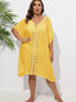 Crochet Trim V-Neck Beach Cover Up Dress - Fashorio
