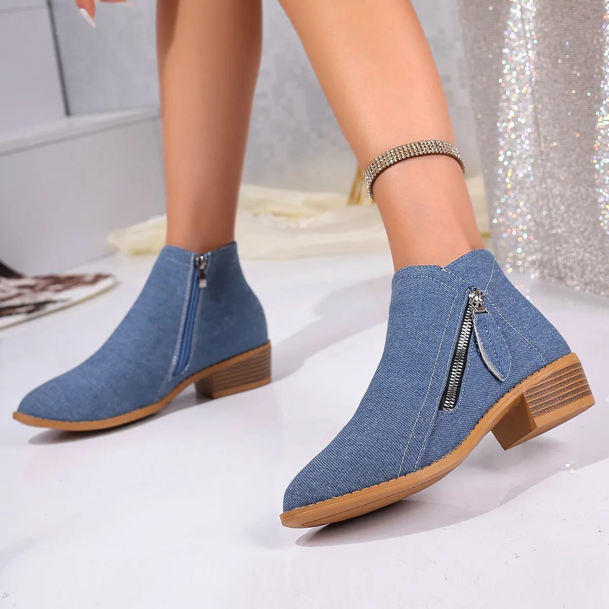 Point Toe Block Heels Boots - Fashorio