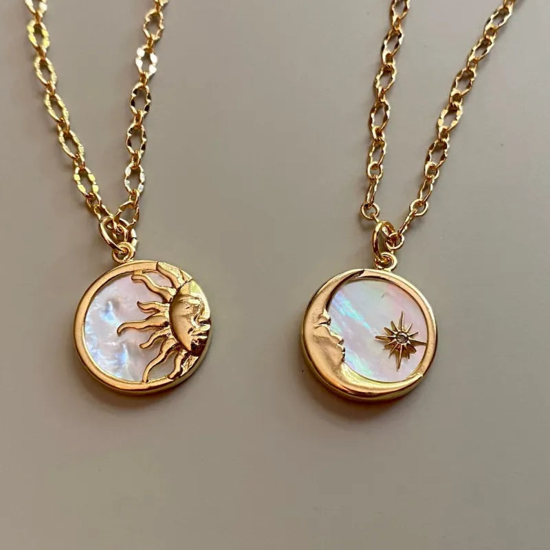 Titanium Steel Sun & Moon Necklace - Fashorio