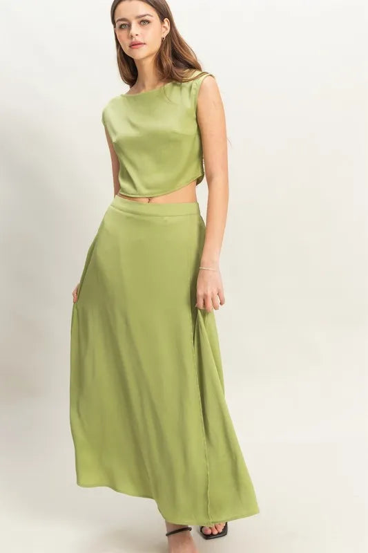 HYFVE Sleeveless Top and Maxi Skirt Set MATCHA - Fashorio
