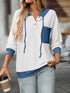 Drawstring Button Detail Long Sleeve Hoodie - Fashorio