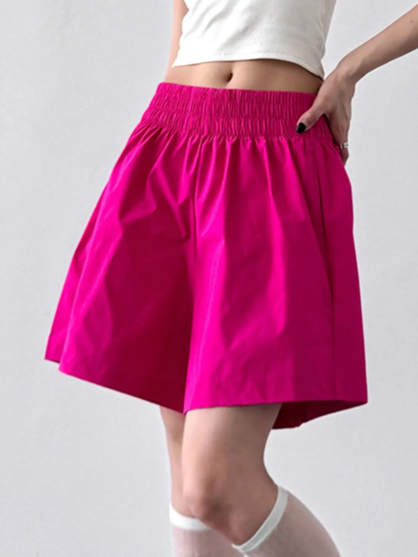 Smocked Wide-Leg Shorts - Fashorio