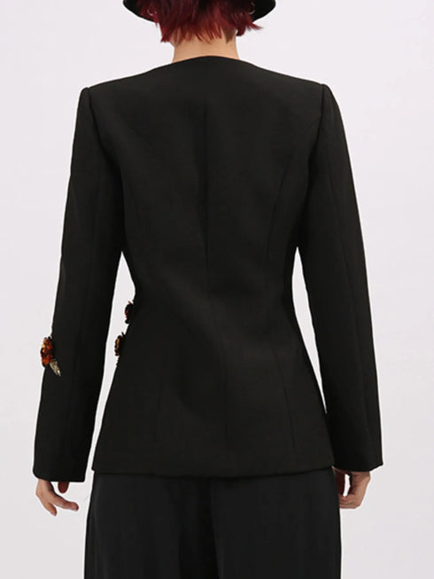 Embroidered Long Sleeve Blazer - Fashorio