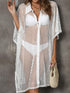 Sheer Mesh Button Up Cover Up - Fashorio