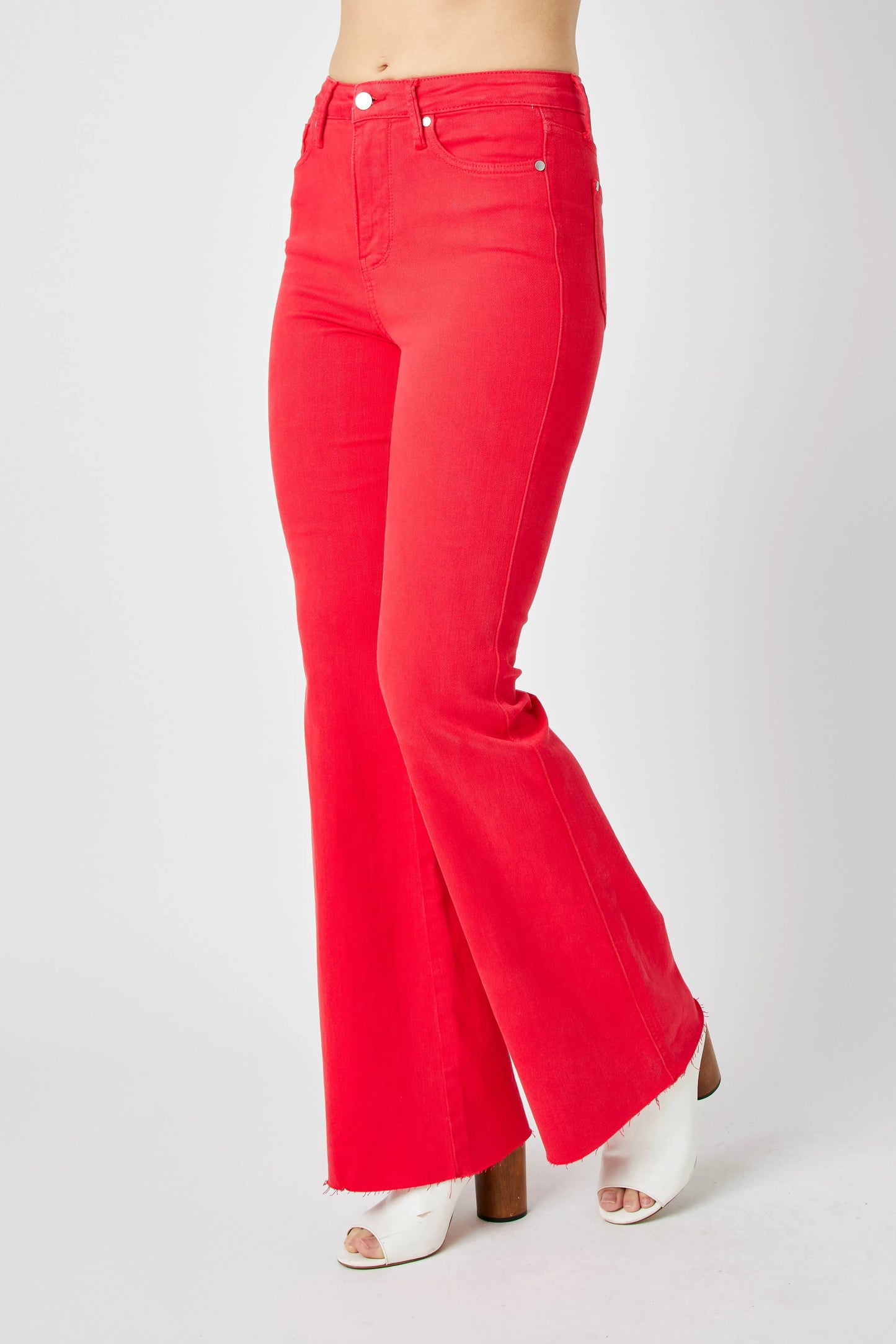 Judy Blue Full Size Hw Tummy Control Garment Dyed Flare Jeans Plus Size - Fashorio
