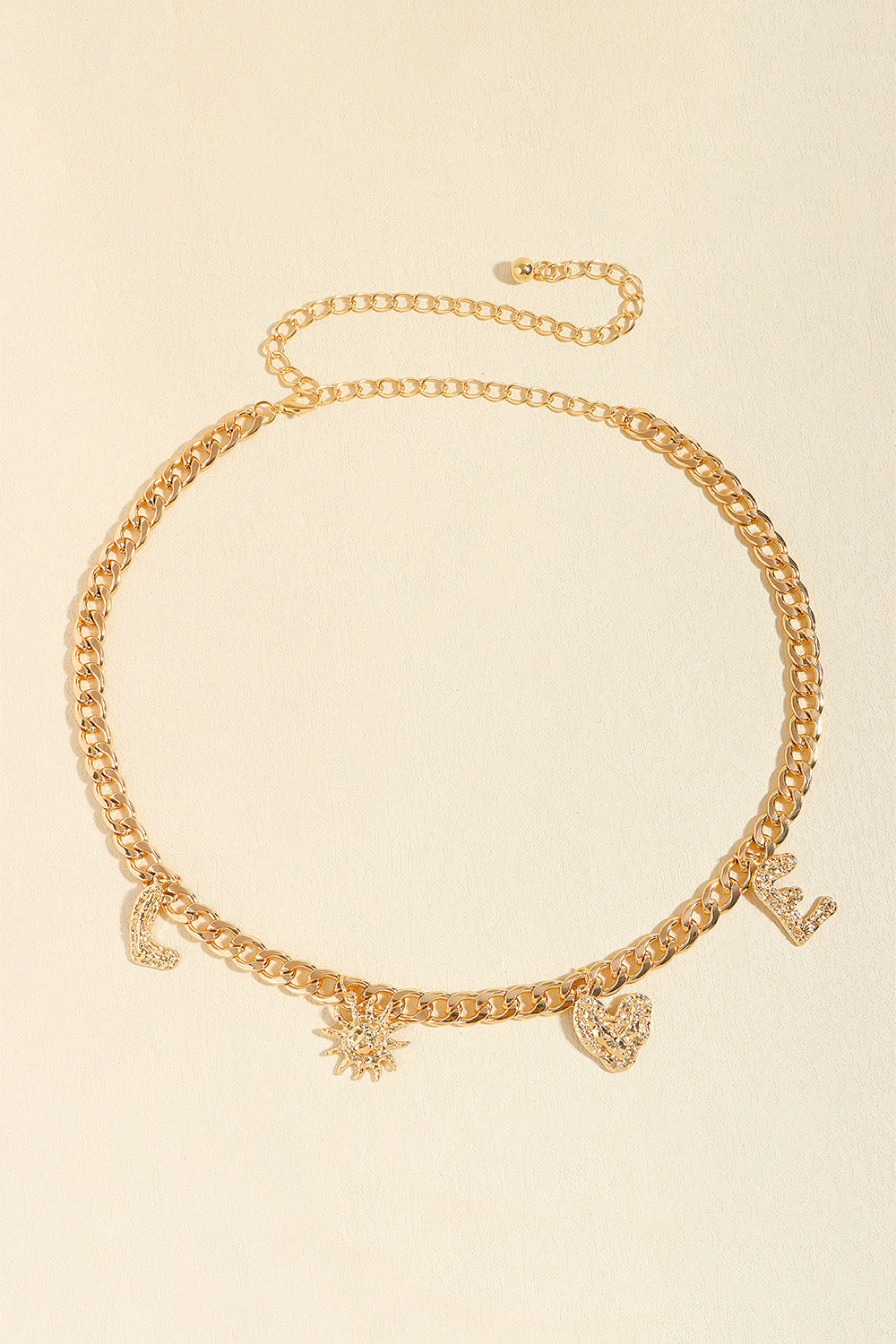LOVE Alloy Belt Gold One Size - Fashorio