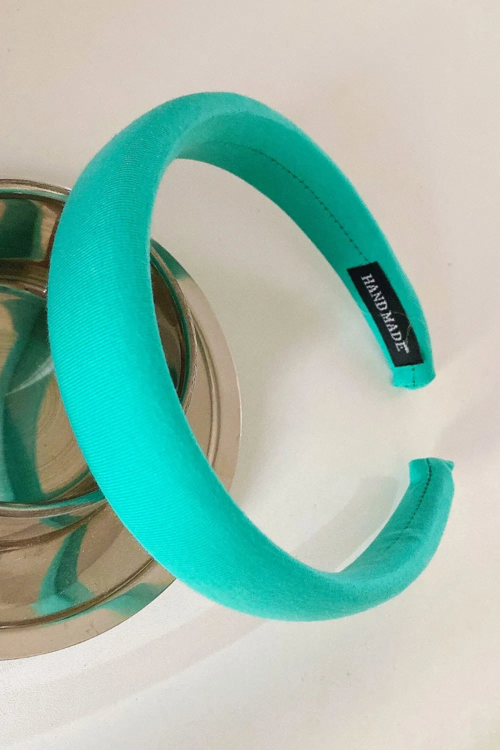 Solid Polyester Wide Headband Turquoise One Size - Fashorio