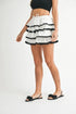 MABLE Poplin Ruffle Layered Contract Lace Trim Mini Skirt - Fashorio