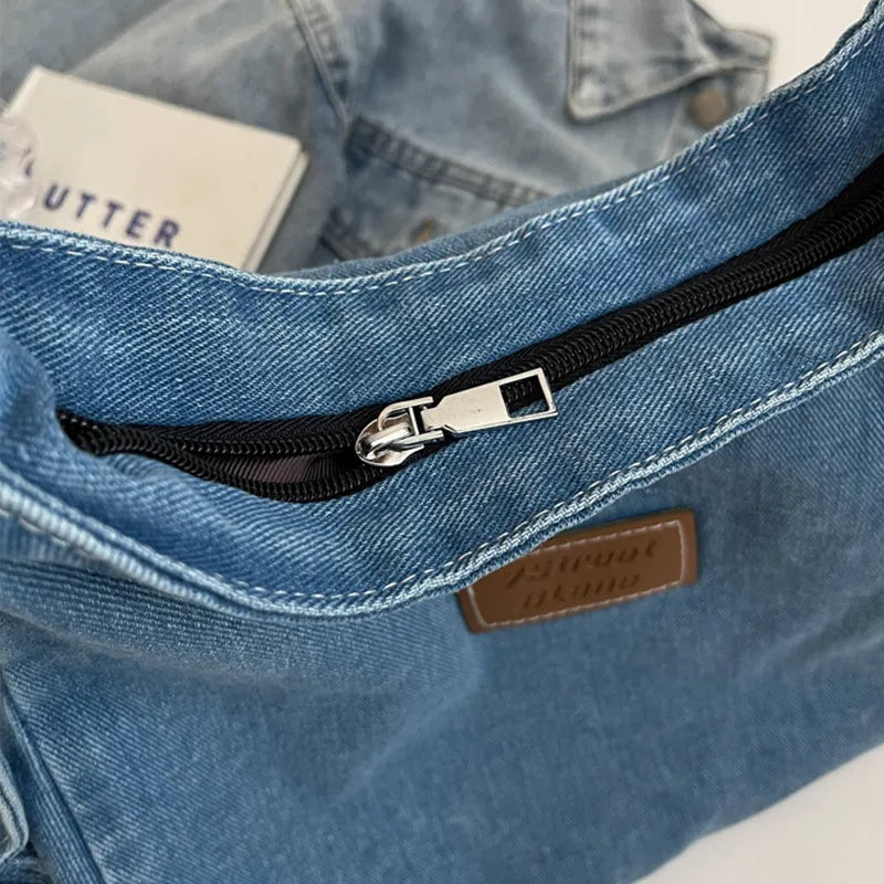 Adjustable Strap Denim Shoulder Bag - Fashorio