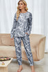 Shiny Tie-Dye Long Sleeve Top and Drawstring Joggers Lounge Set Gray Dawn - Fashorio
