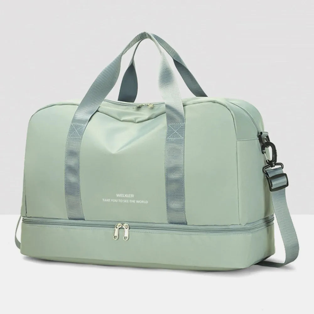 Detachable Strap Nylon Oversize Travel Bag Gum Leaf One Size - Fashorio