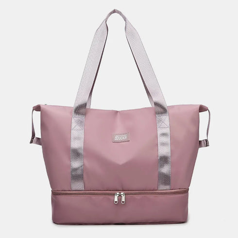 Multi Pocket Nylon Travel Bag Dusty Pink One Size - Fashorio