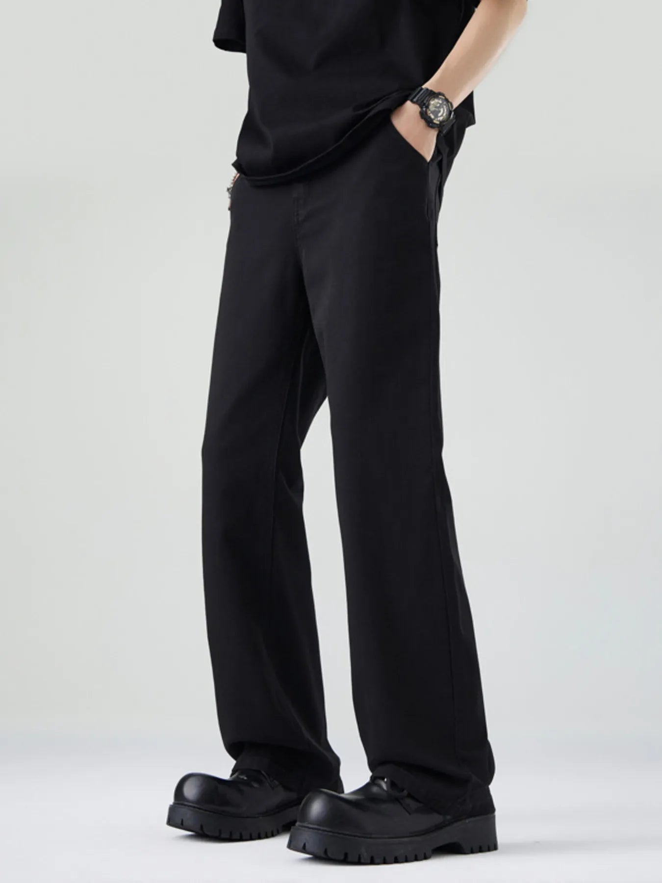Men's Relaxed Fit Straight Leg Jeans Black - Fashorio