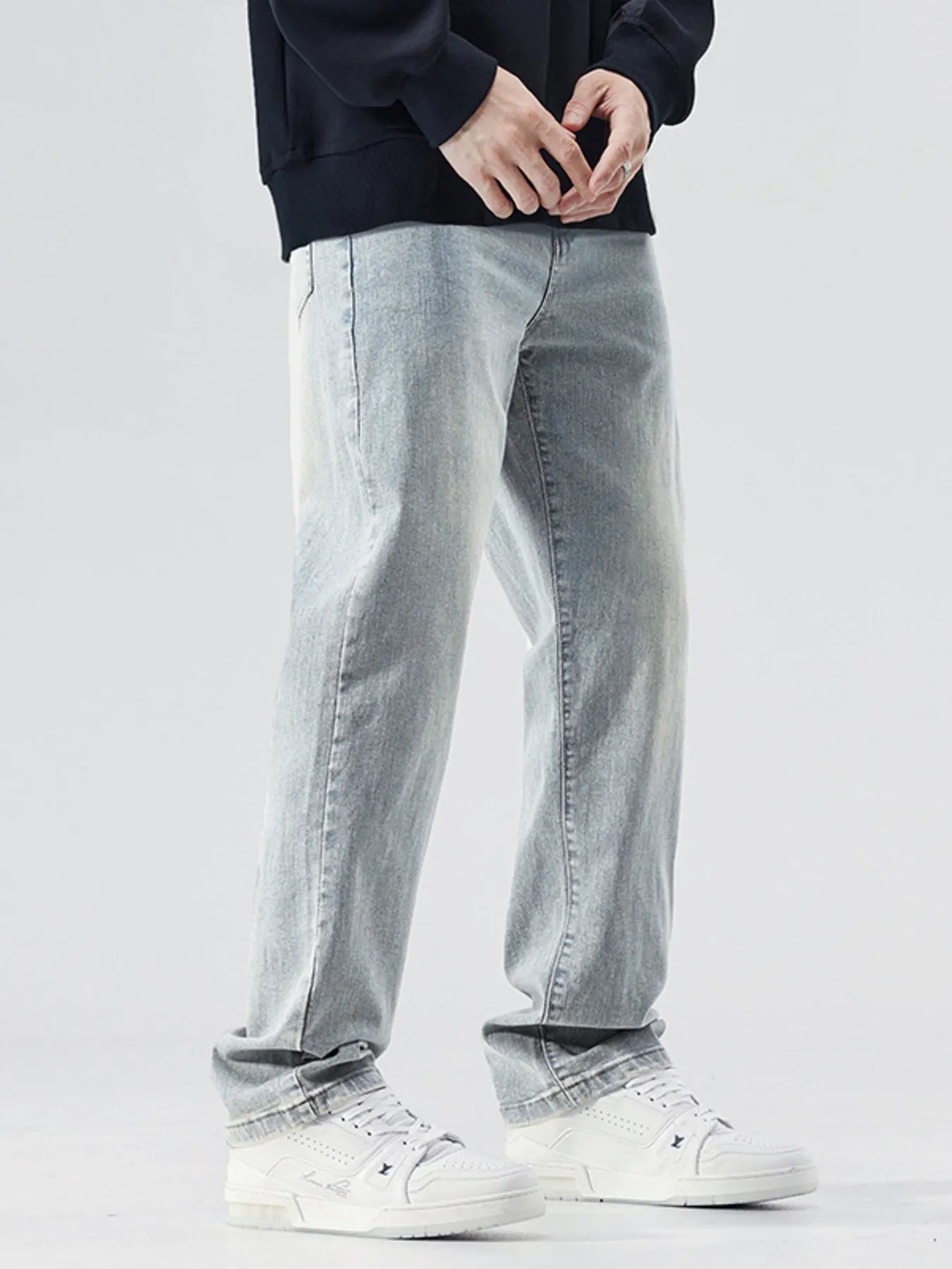 Men's Full Size Washed Wide Leg Jeans Plus Size - Fashorio