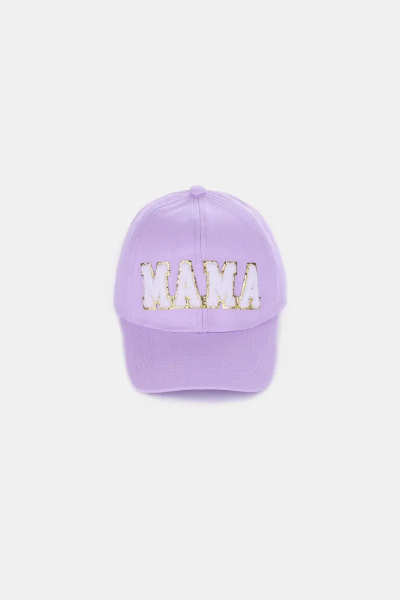 MAMA Chenille Patch Baseball Cap Lavender One Size - Fashorio