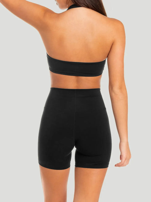 Halter Neck Cami and Shorts Active Set - Fashorio